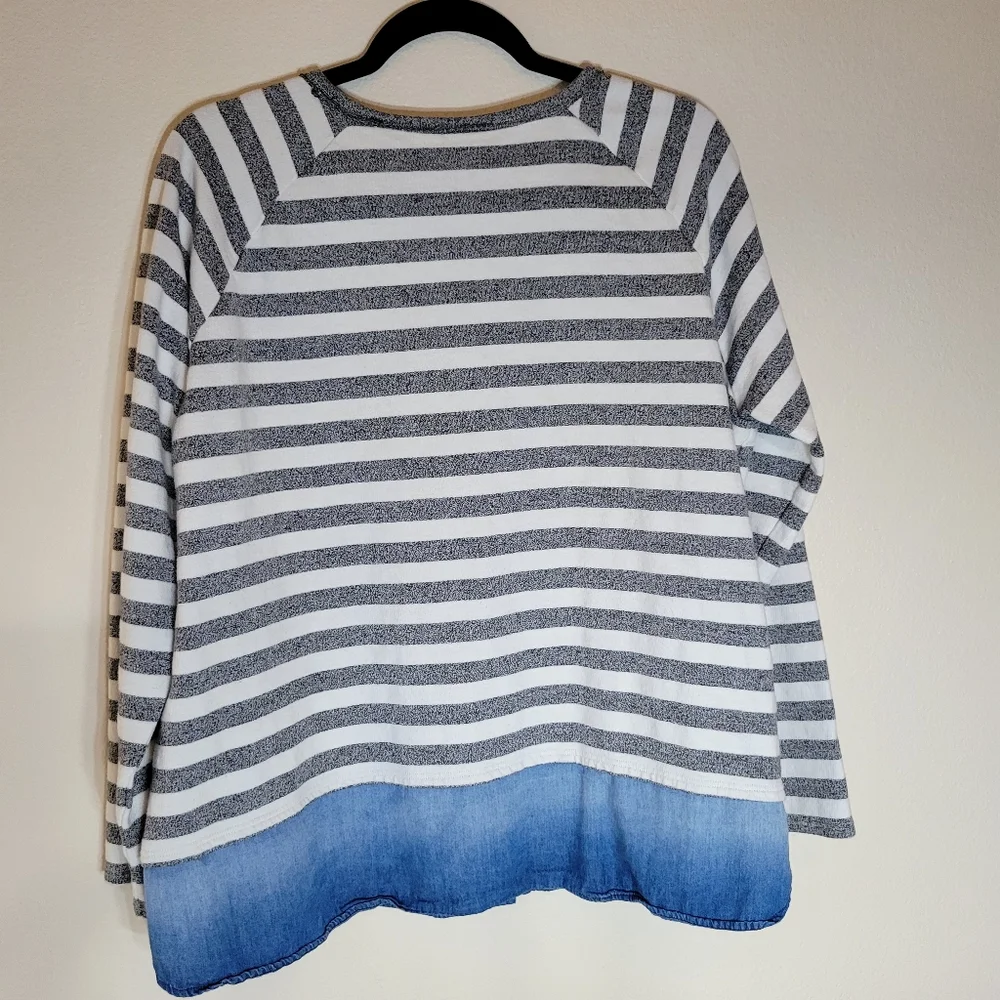 Cute Cato Jeweled Sweater with Jean Bottom Hem Design XL - Picture 3 of 10